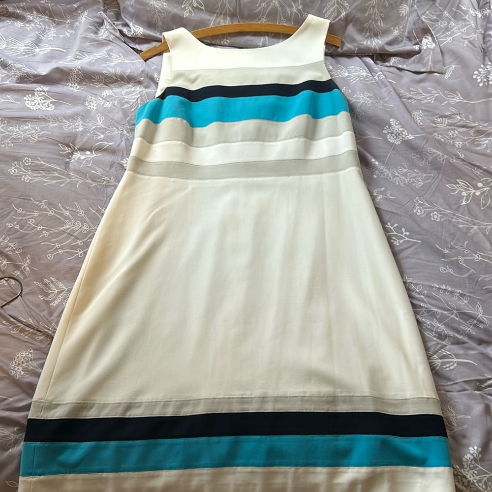 Women’s professional white and blue stripped dress